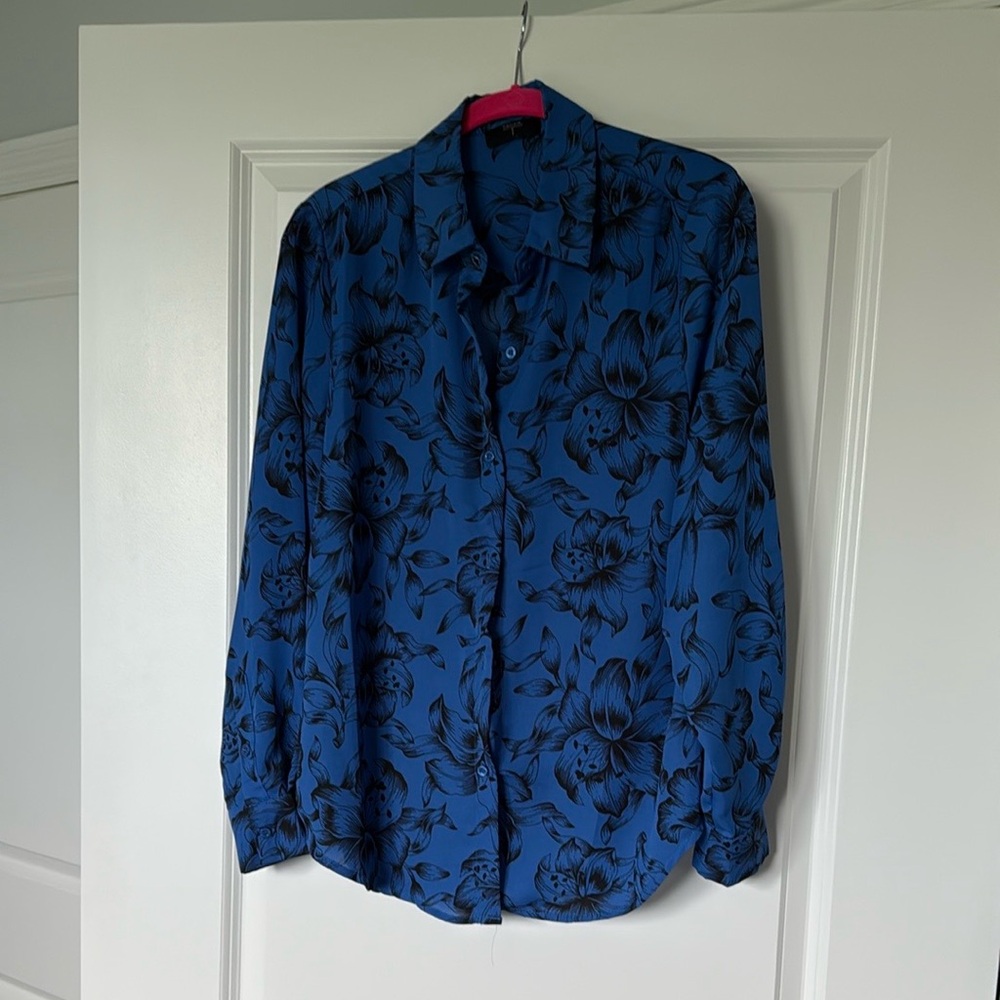 Blue Floral Button-Up Shirt